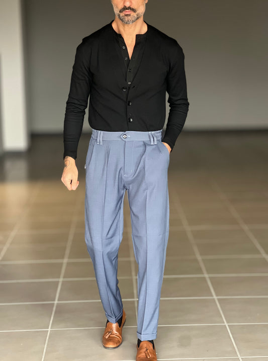 BLACK CHAIN VISCOSE TROUSERS