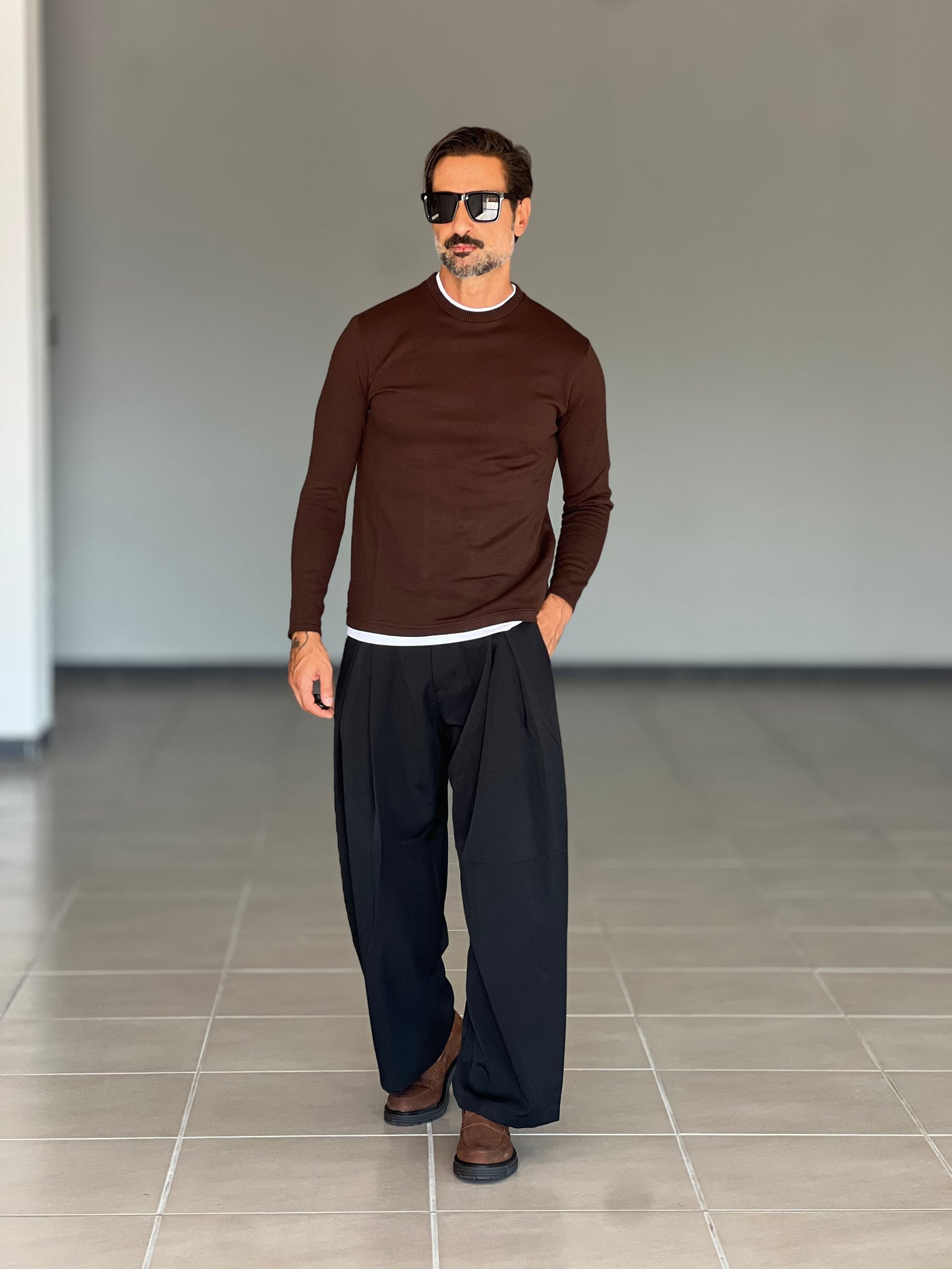 MAGLIA 2 FILI MORO INSERTO T SHIRT BIANCA