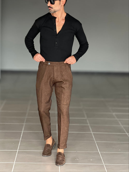 PANTALONE MORO VISCOSA FIAMMATO CAPRI