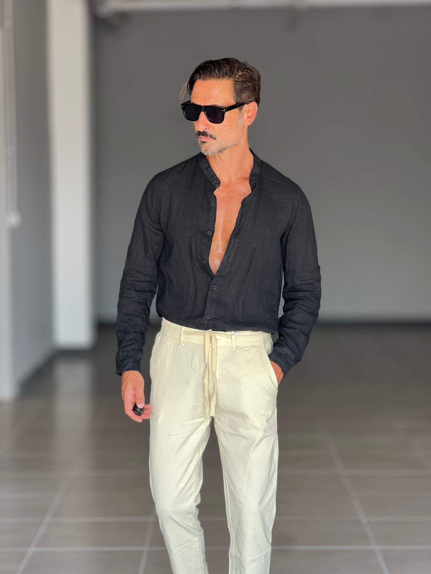 PANTALONE ESTIVO LIMONE EFFETTO LINO GARZATO
