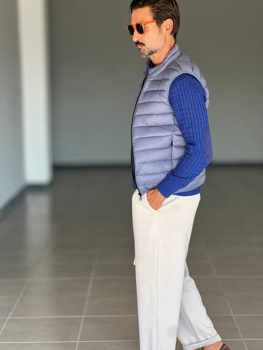 GILET PIUMINO CELESTE MARE