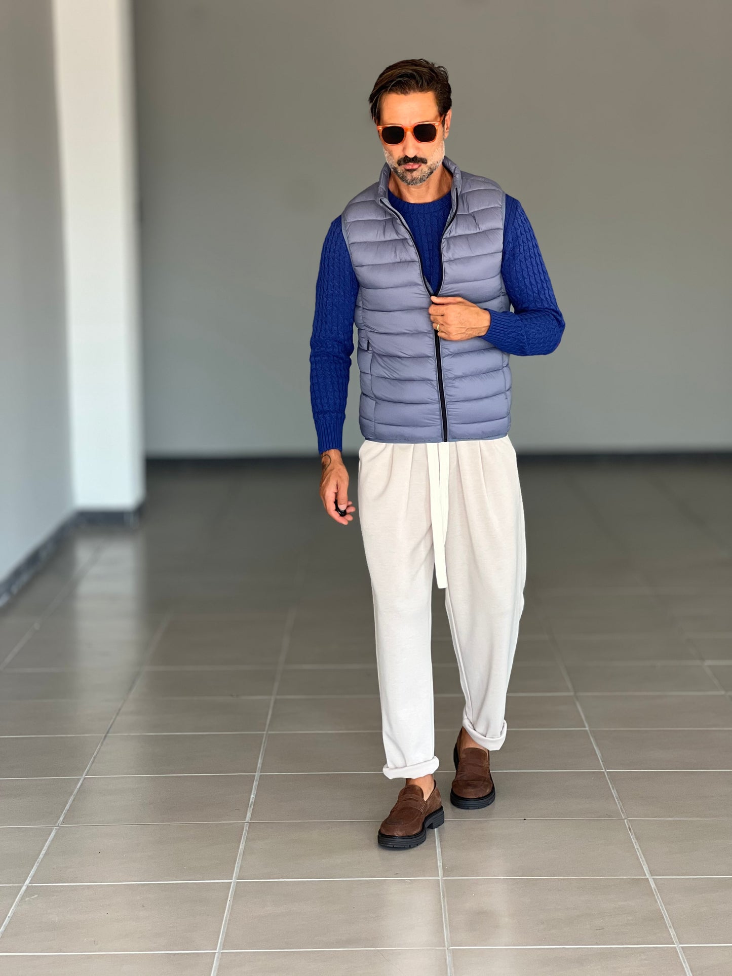 GILET PIUMINO CELESTE MARE