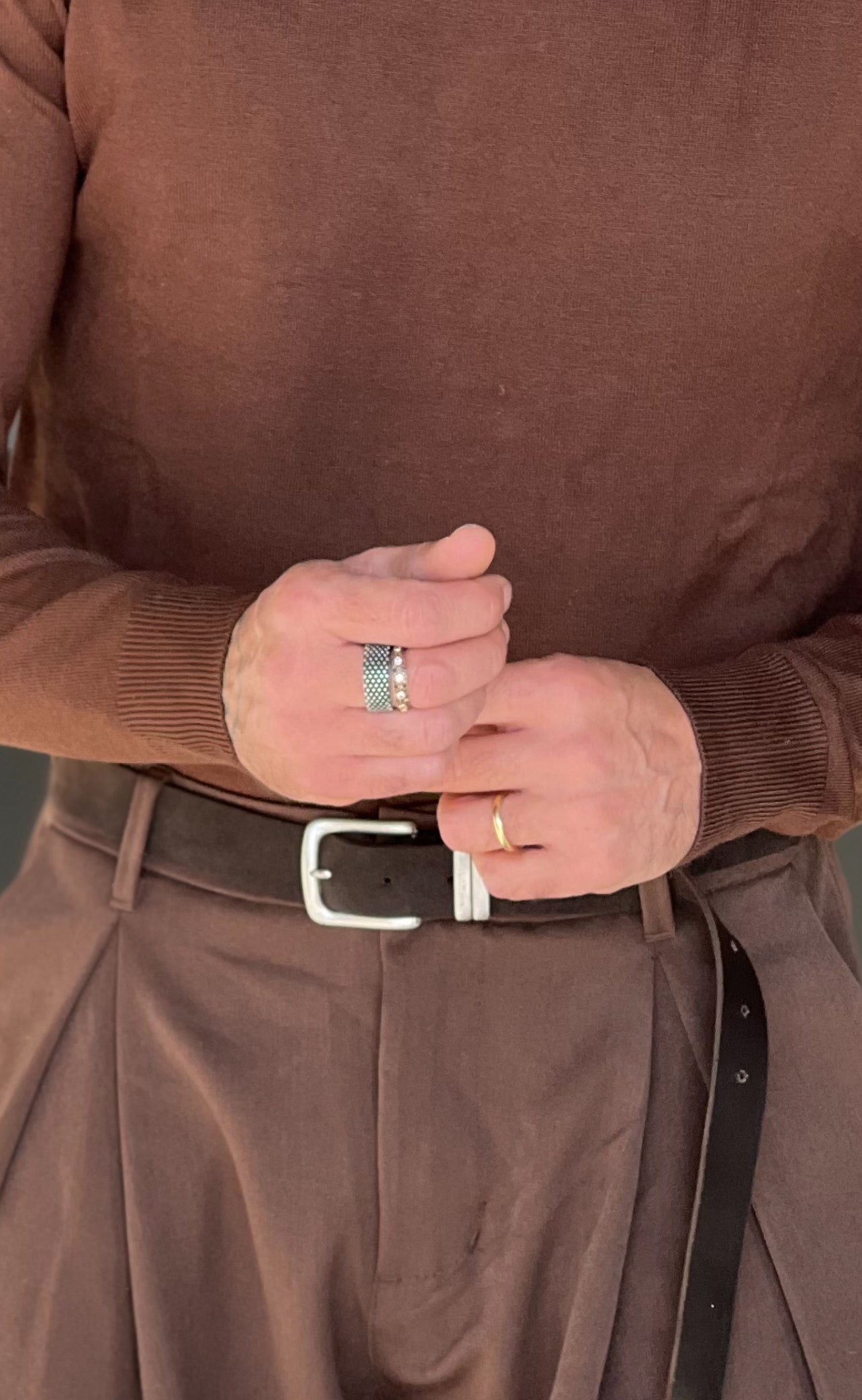 CINTURA CAMOSCIO PELLE MORO FIBIA PICCOLA