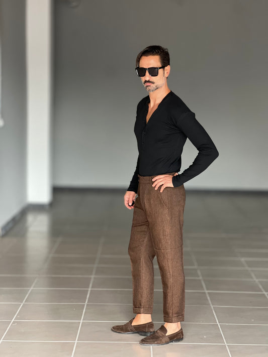 PANTALONE MORO VISCOSA FIAMMATO CAPRI