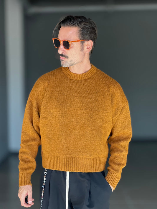 BLUE THREAD COTTON CREW NECK SWEATER