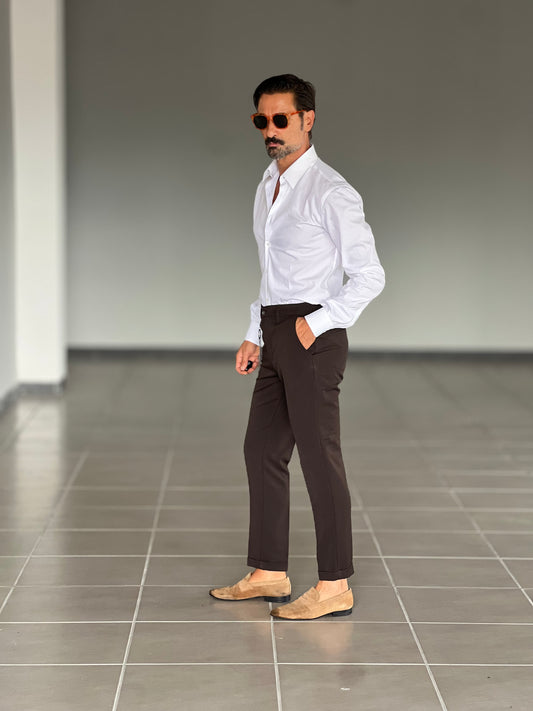 BLACK CHAIN VISCOSE TROUSERS