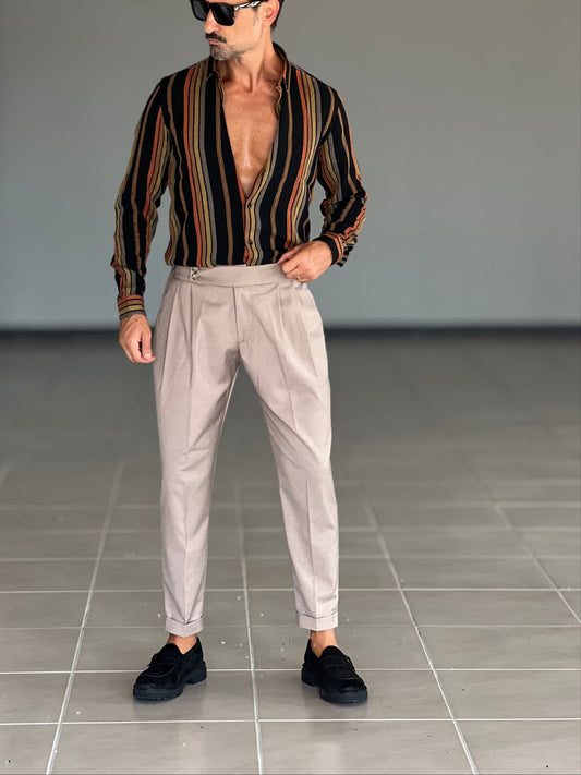 BLACK CHAIN VISCOSE TROUSERS