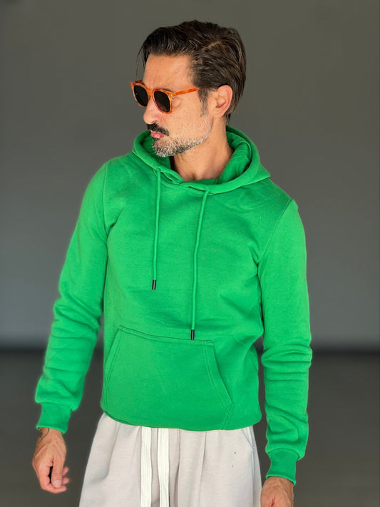 FELPA VERDE SMERALDO CAPPUCCIO