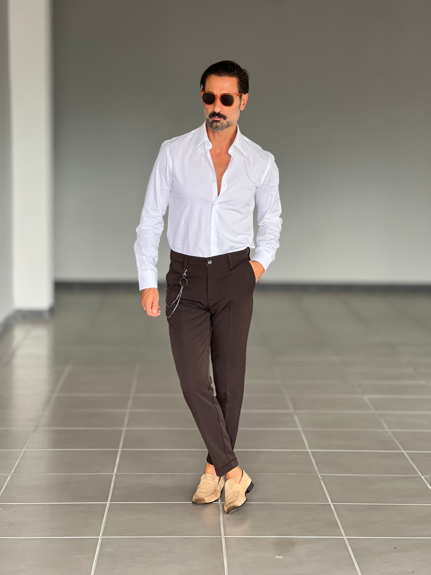 PANTALONE MORO VISCOSA E MISTI GAMBA DRITTA TASCA AMERICA