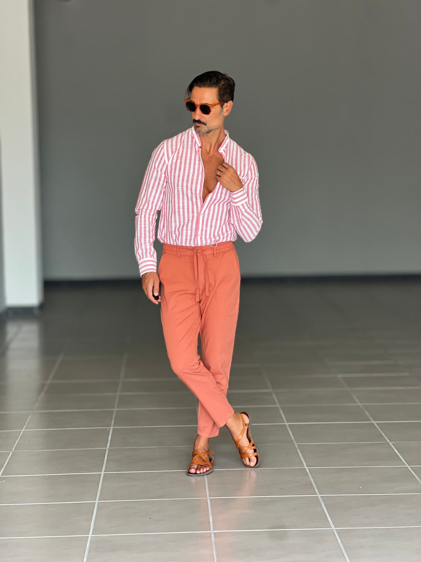 PANTALONE ESTIVO CORALLO EFFETTO LINO GARZATO