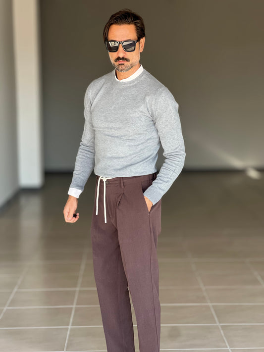 BLACK CHAIN VISCOSE TROUSERS