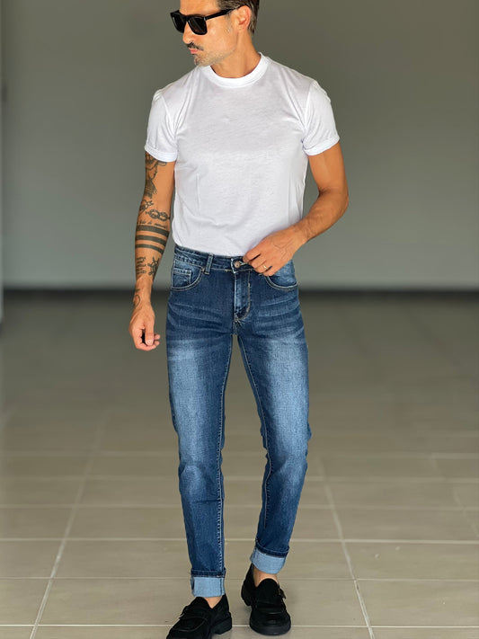 WHITE BASIC WASH JEANS