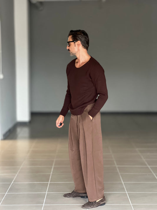 BLUE THREAD COTTON CREW NECK SWEATER