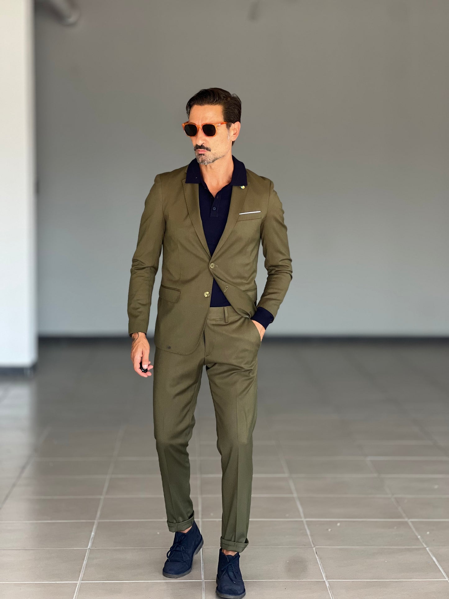 ABITO VERDE OLIVA MONOPETTO VISCOSA