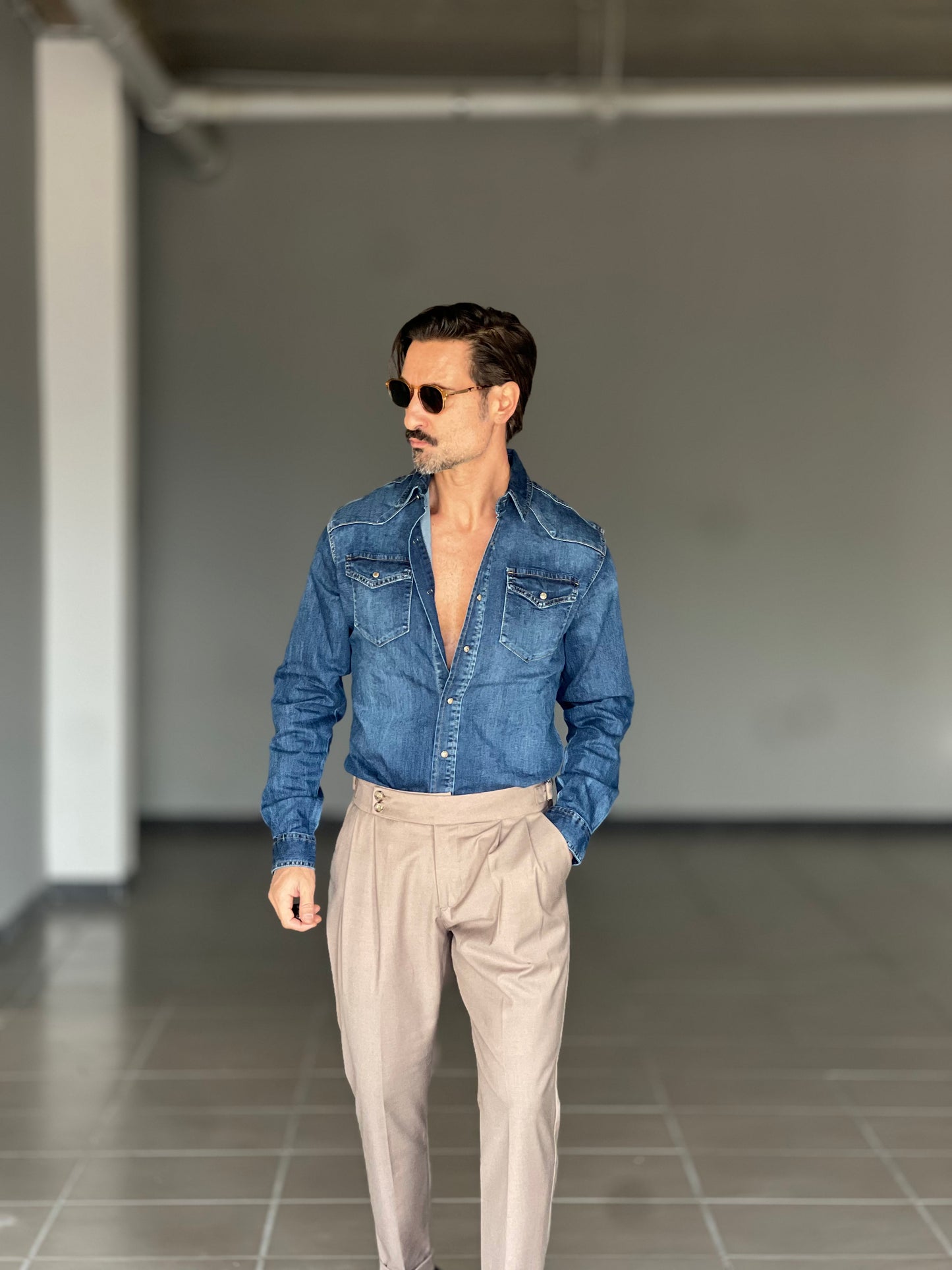 CAMICIA DENIM LAVAGGIO MEDIO TEXANA