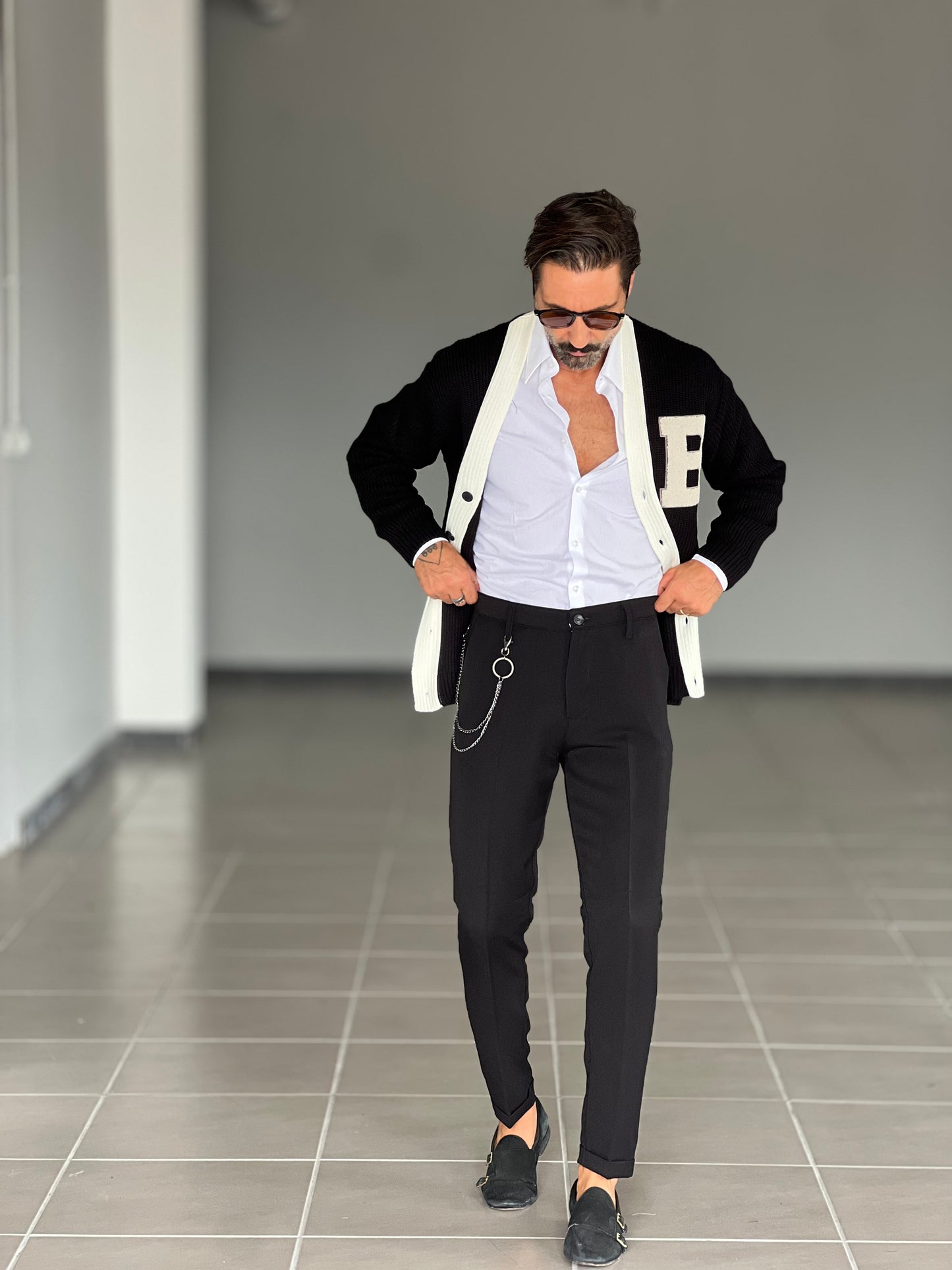 CARDIGAN NERO DERBY RICAMO B