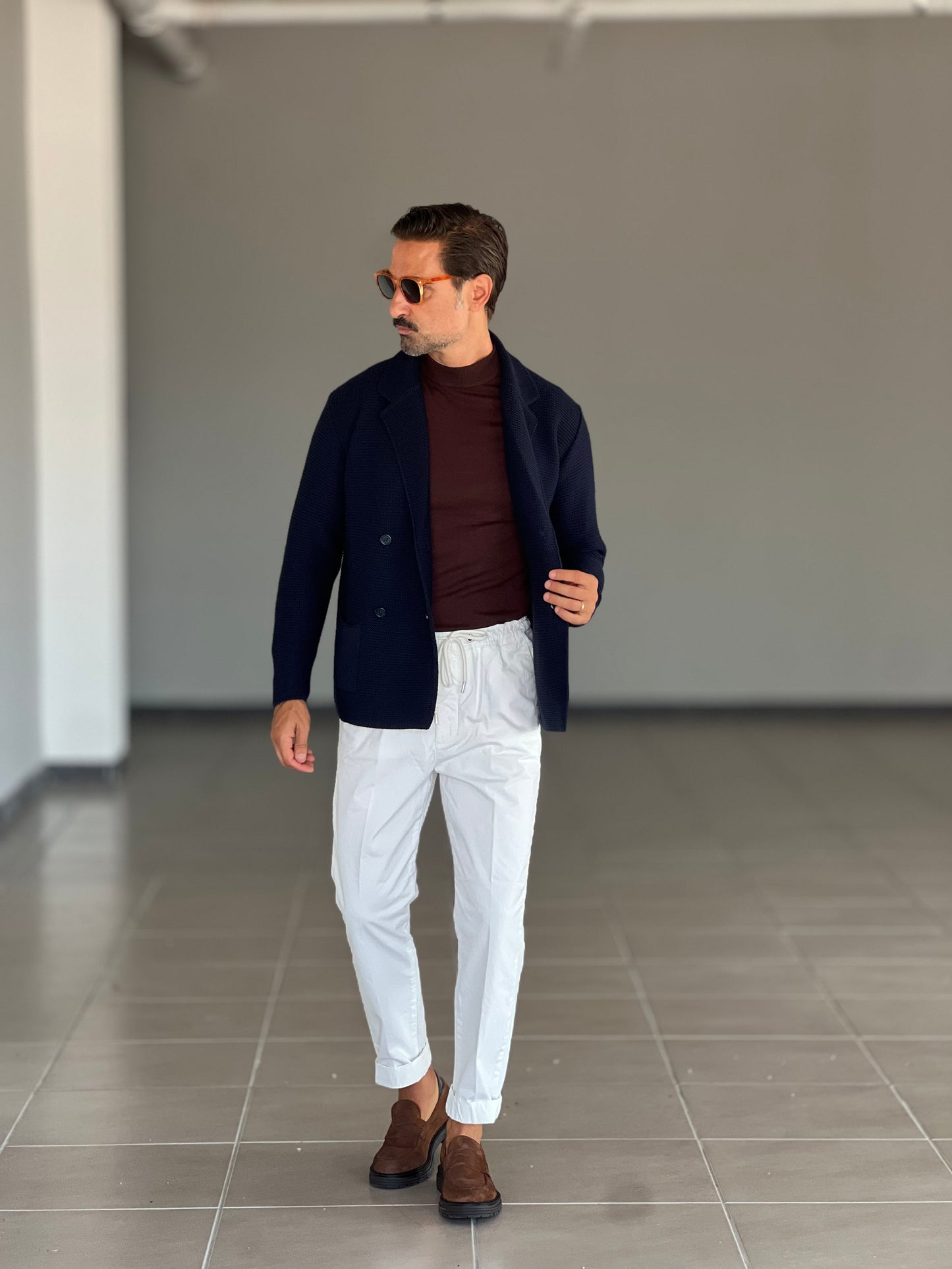 CARDIGAN BLU GIACCA DOPPIOPETTO NIDO D'APE