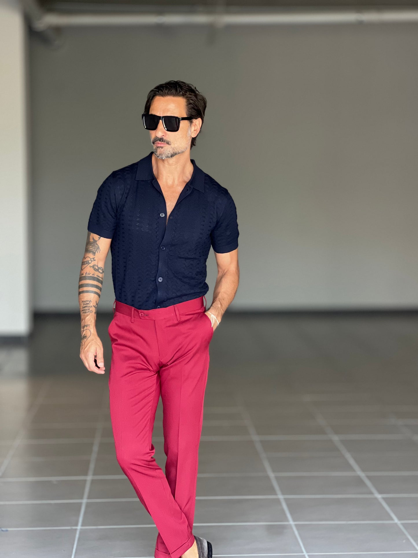 PANTALONE ROSSO VISCOSA E MISTI