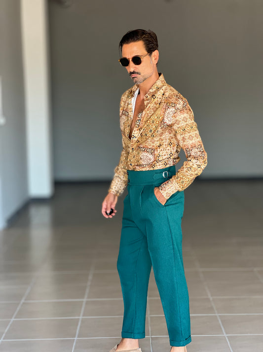 WHITE VISCOSE TROUSERS WITH REGULAR BOTTOM