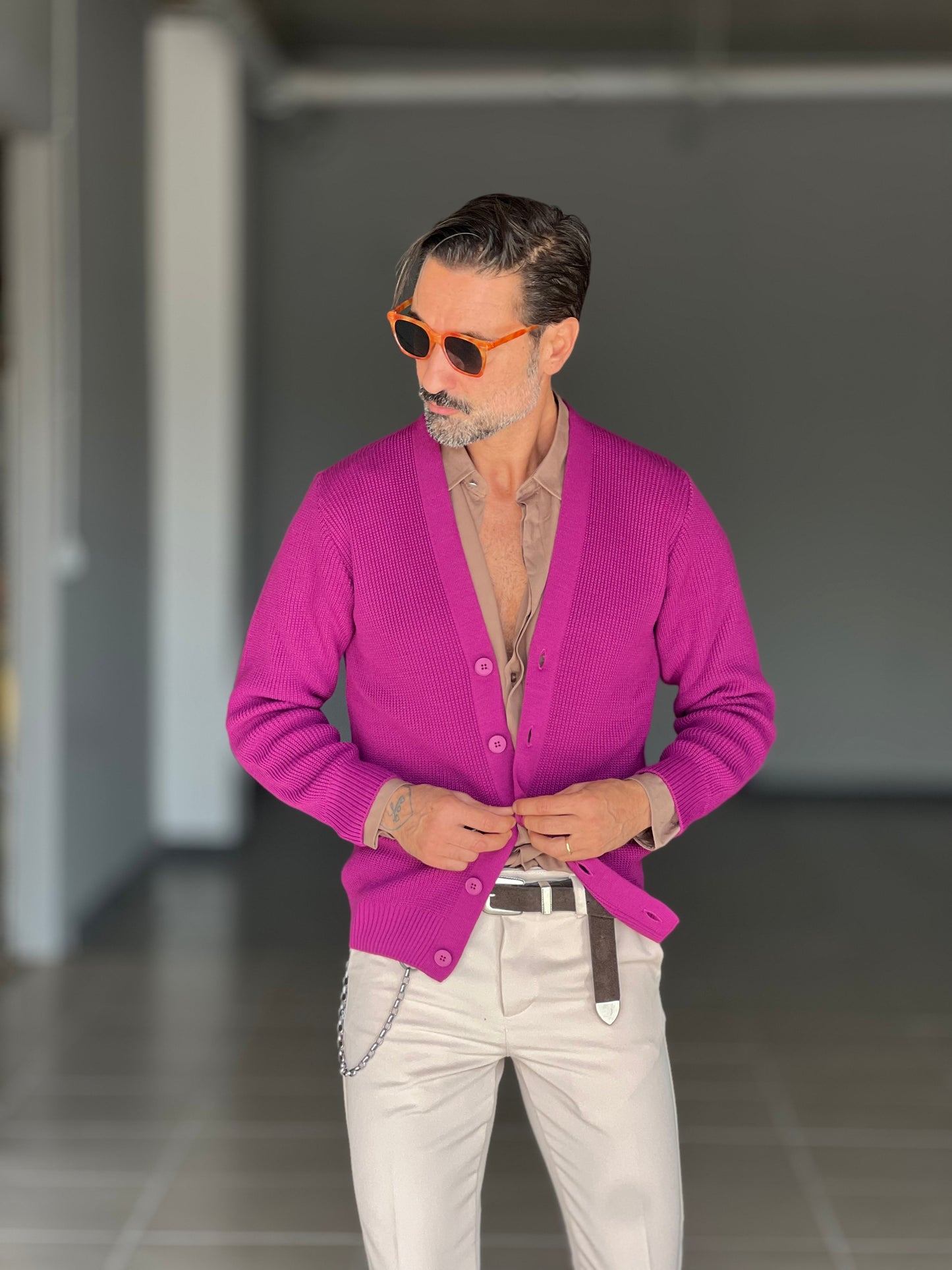 CARDIGAN LILLA MAGLIA INGLESE