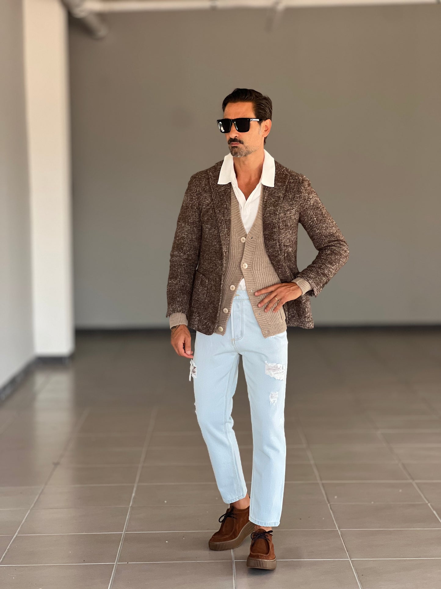GIACCA TARTAN GRANDE MORO E BEIGE LANA E MISTI XAGON