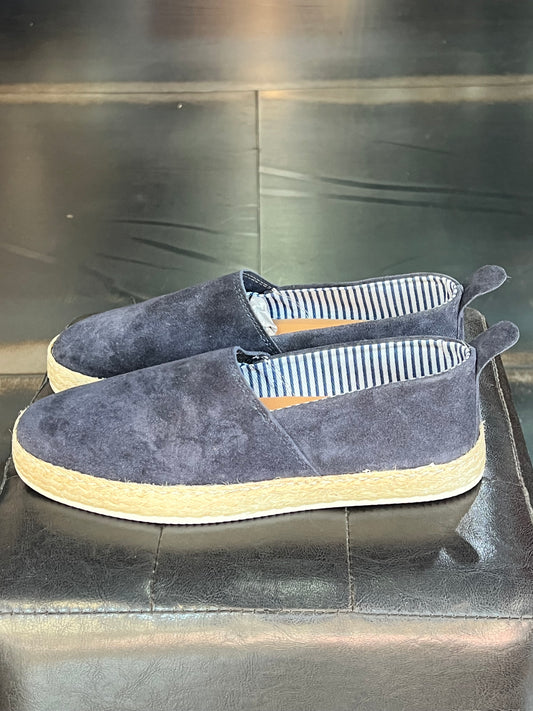 MOCASSINO CAMOSCIO BLU FONDO PAGLIA E GOMMA