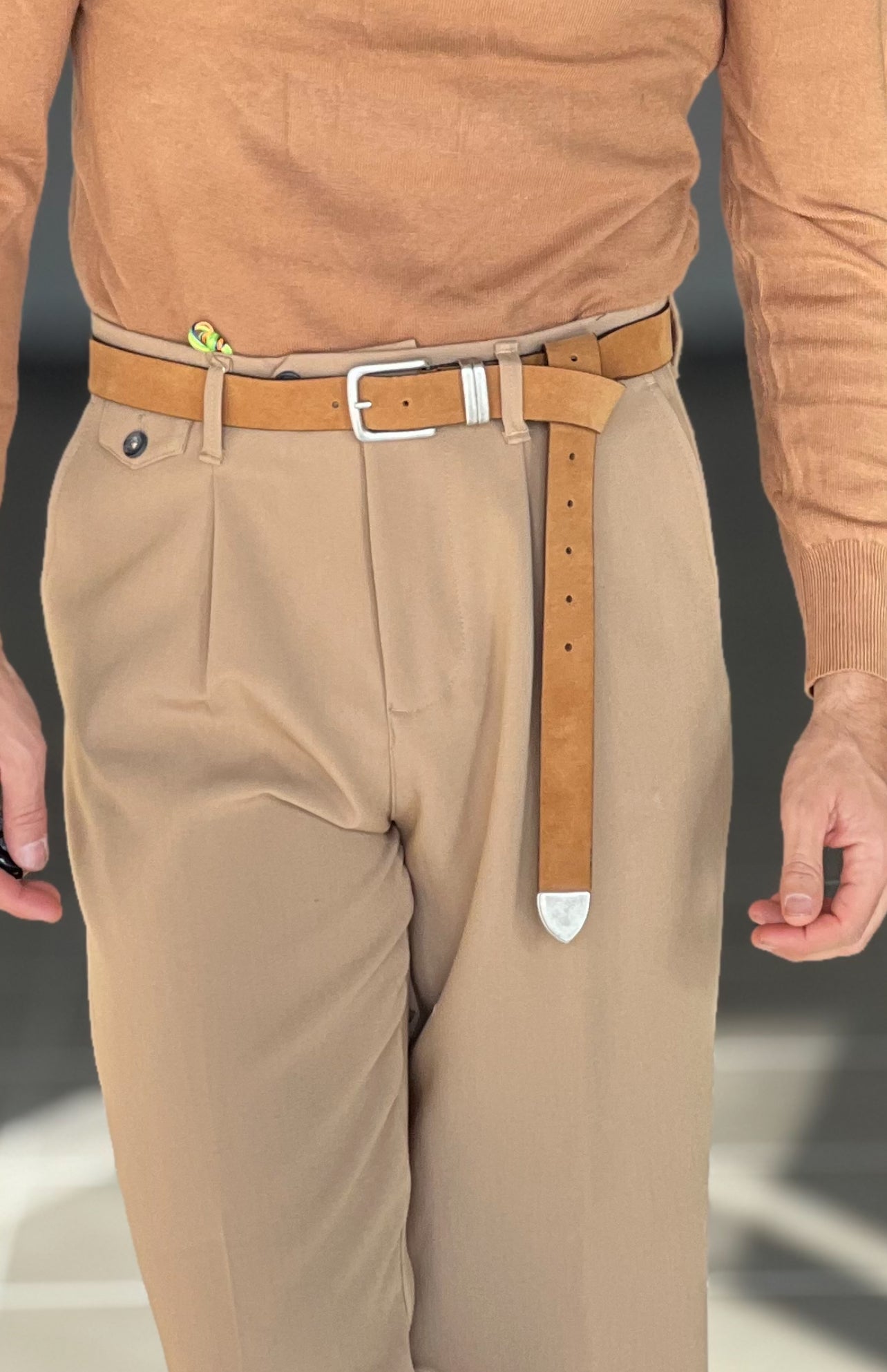 CINTURA CAMOSCIO CUOIO FIBIA PICCOLA