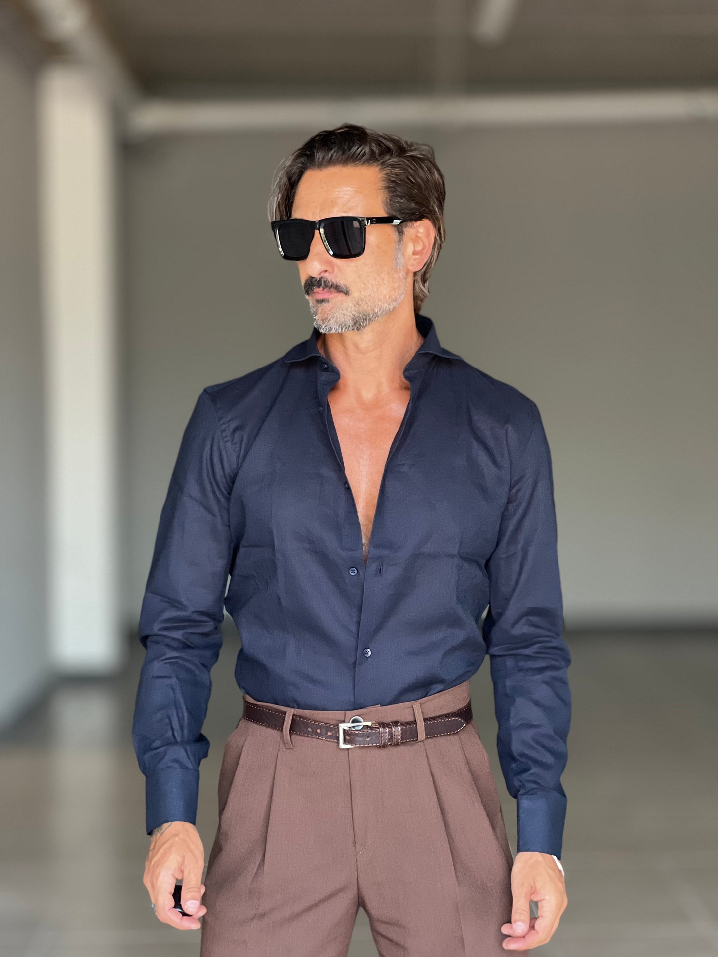 CAMICIA BLU 100%LINO