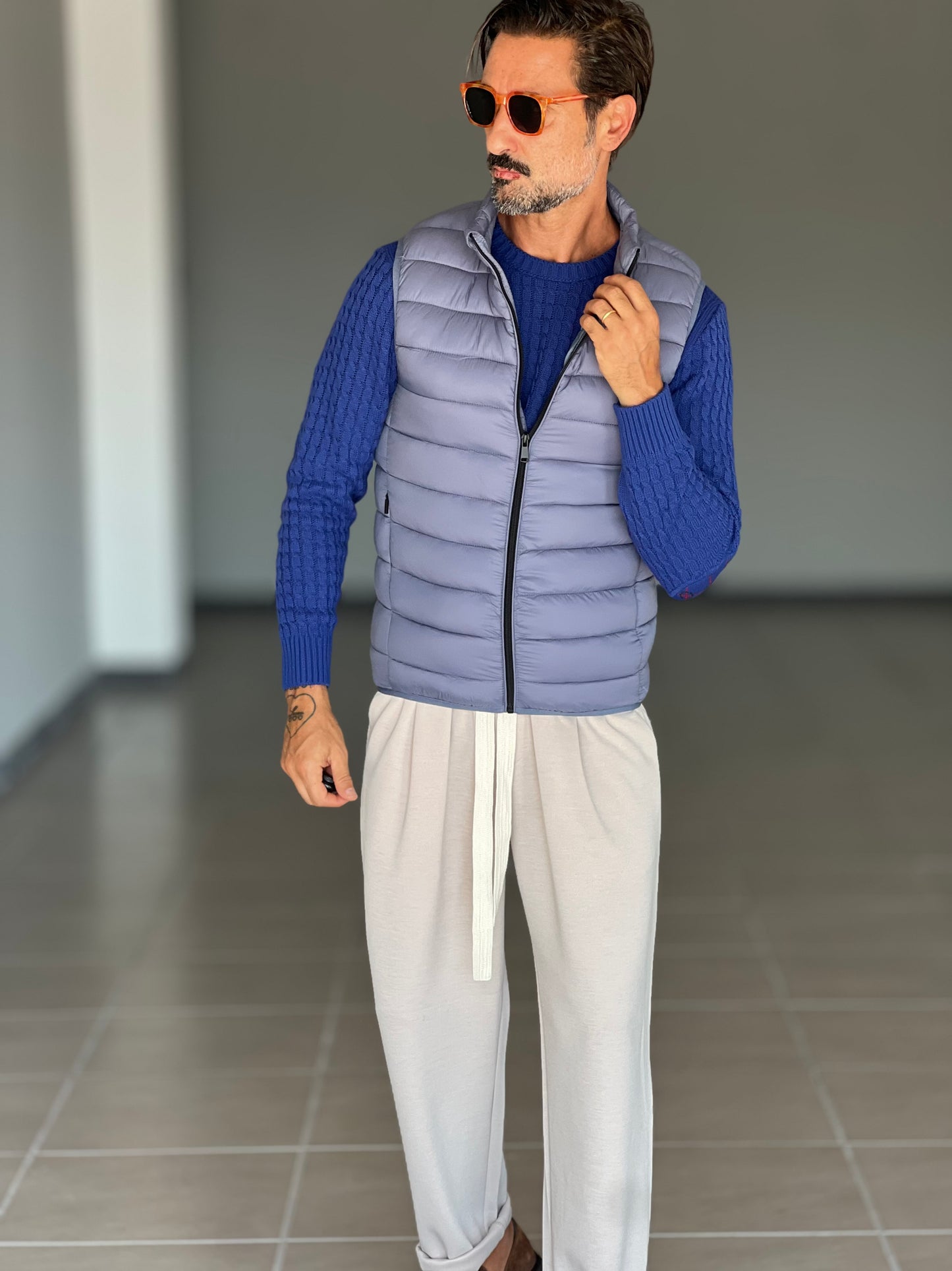 GILET PIUMINO CELESTE MARE