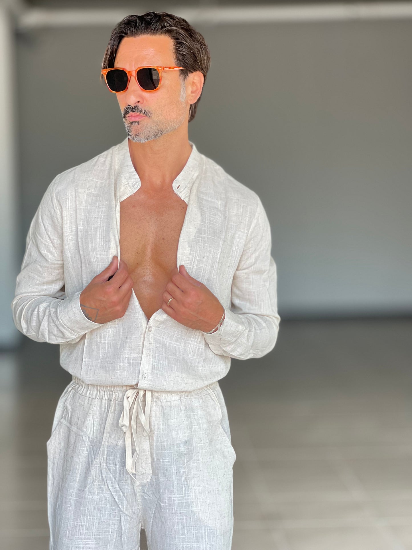 CAMICIA BEIGE COREANA MISTO LINO