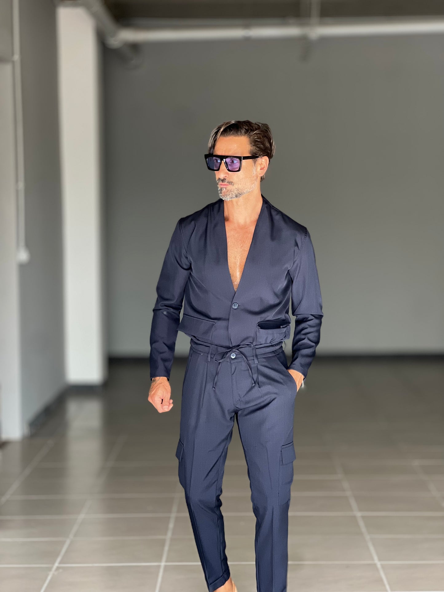 ABITO COLLO STONDATO BLU N VISCOSA