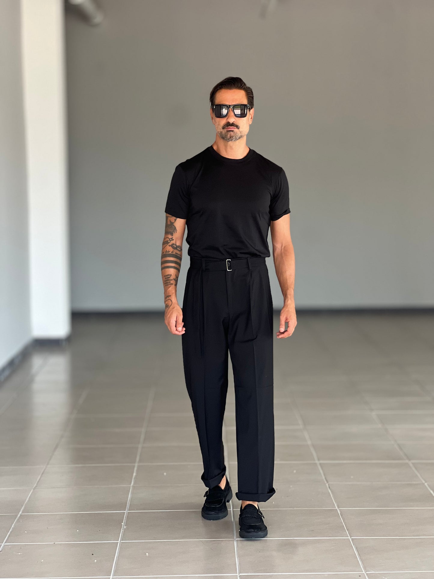 T SHIRT NERA COTONE FILO DI SCOZIA
