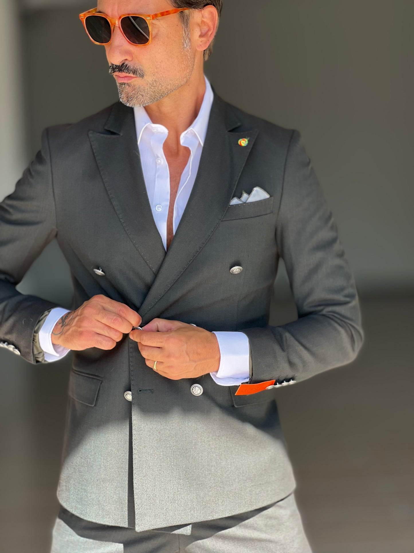 ABITO FIAMMATO VERDE DOPPIOPETTO BOTTONE METALLO VISCOSA E MISTI