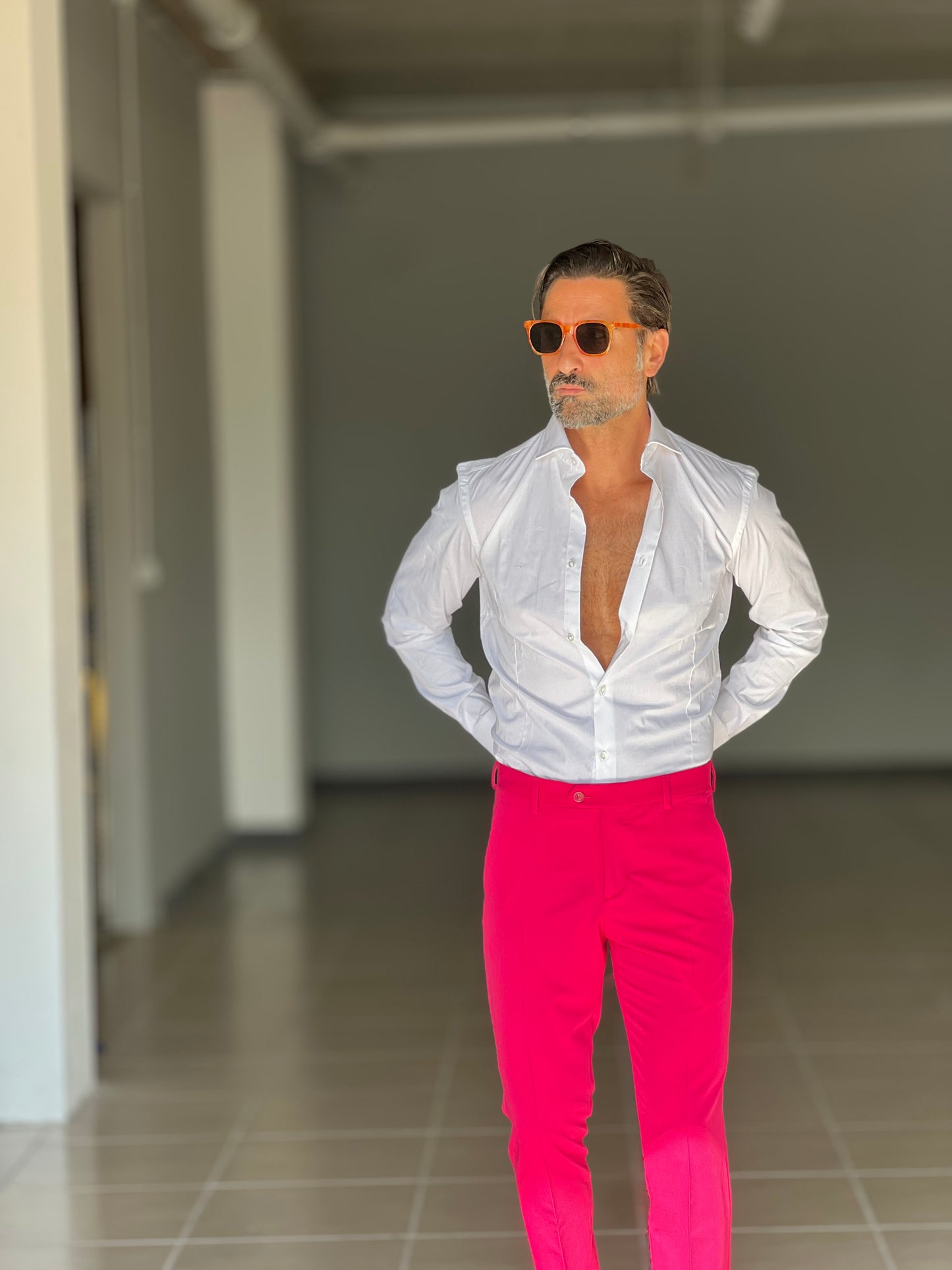 CAMICIA BIANCA COTONE COLLO ITALIANO STRECH