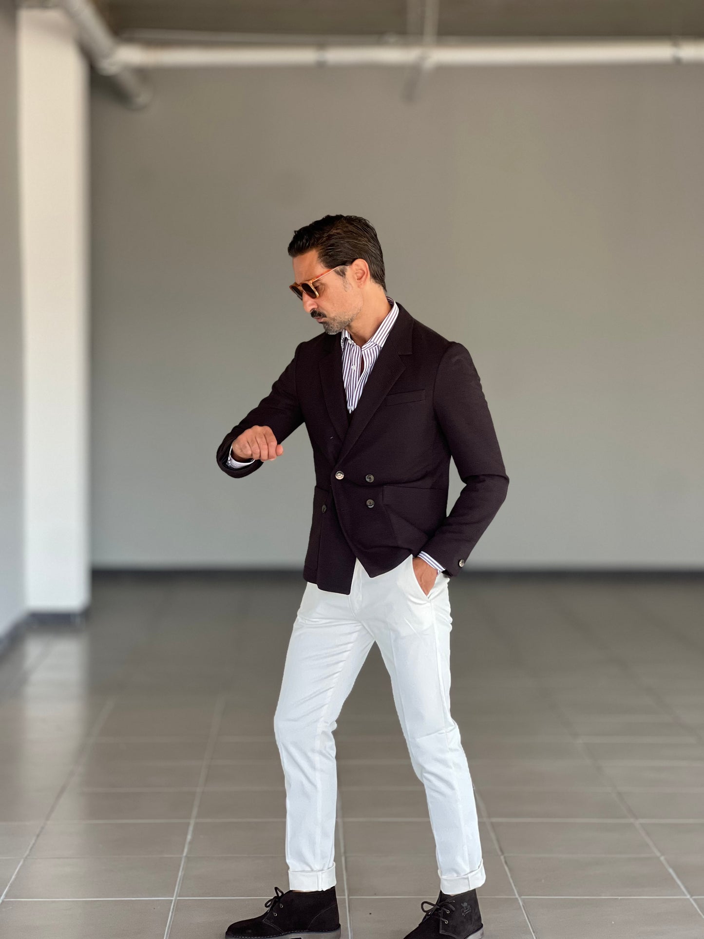 PANTALONE PANNA GABARDINE DI COTONE