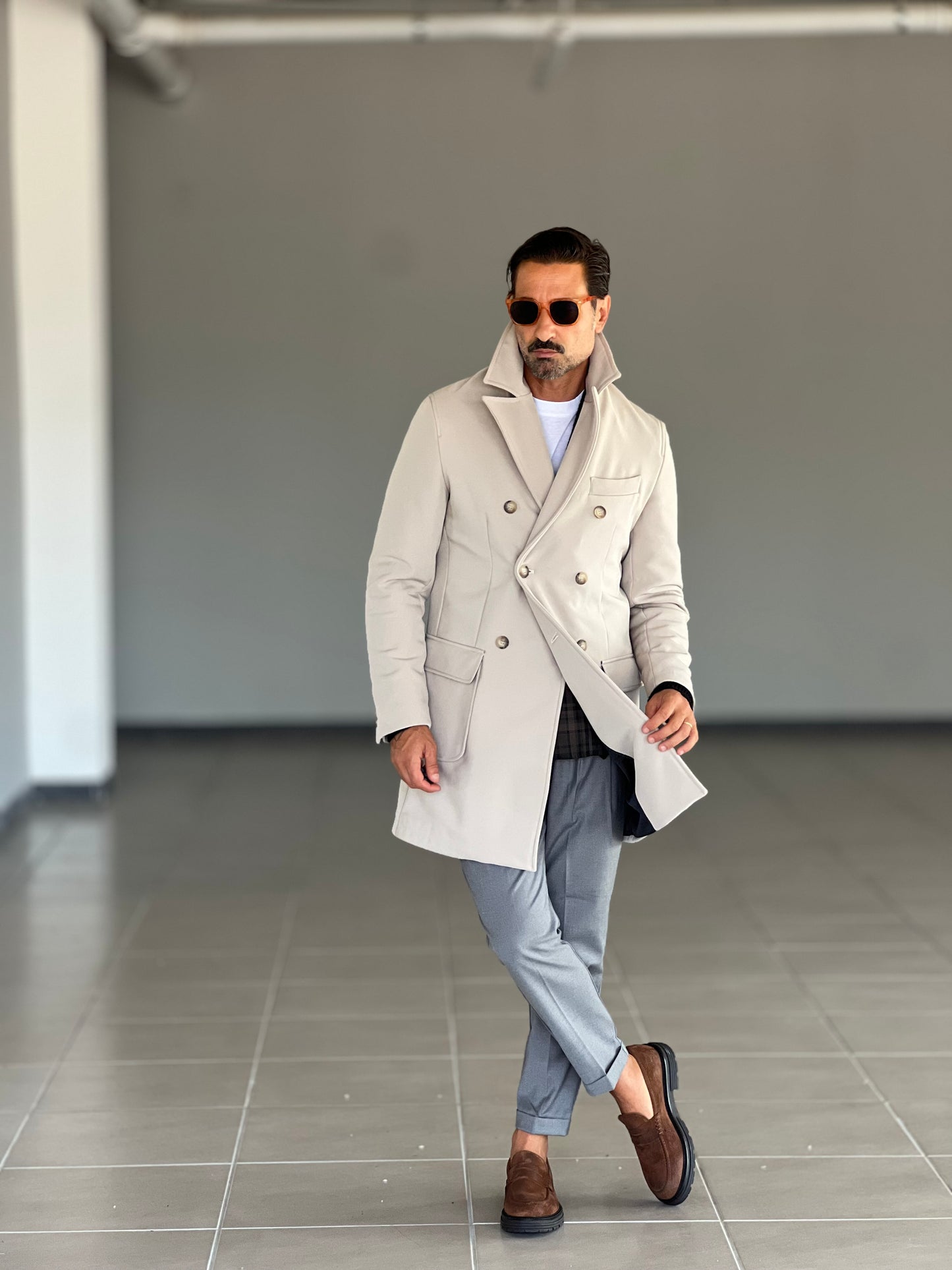 TRENCH BEIGE IMBOTTITO TECNICO DOPPIOPETTO