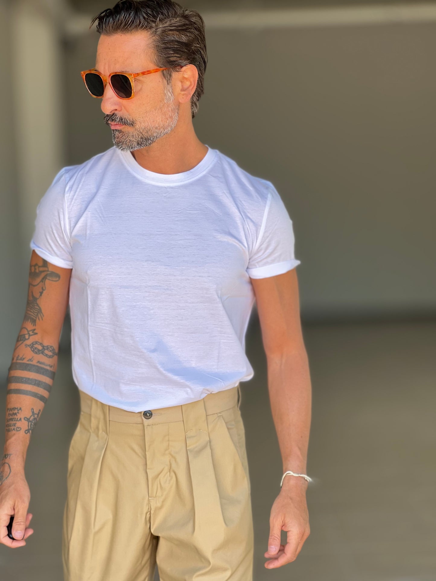 T SHIRT BIANCA FILO DI SCOZIA MEZZA MANICA