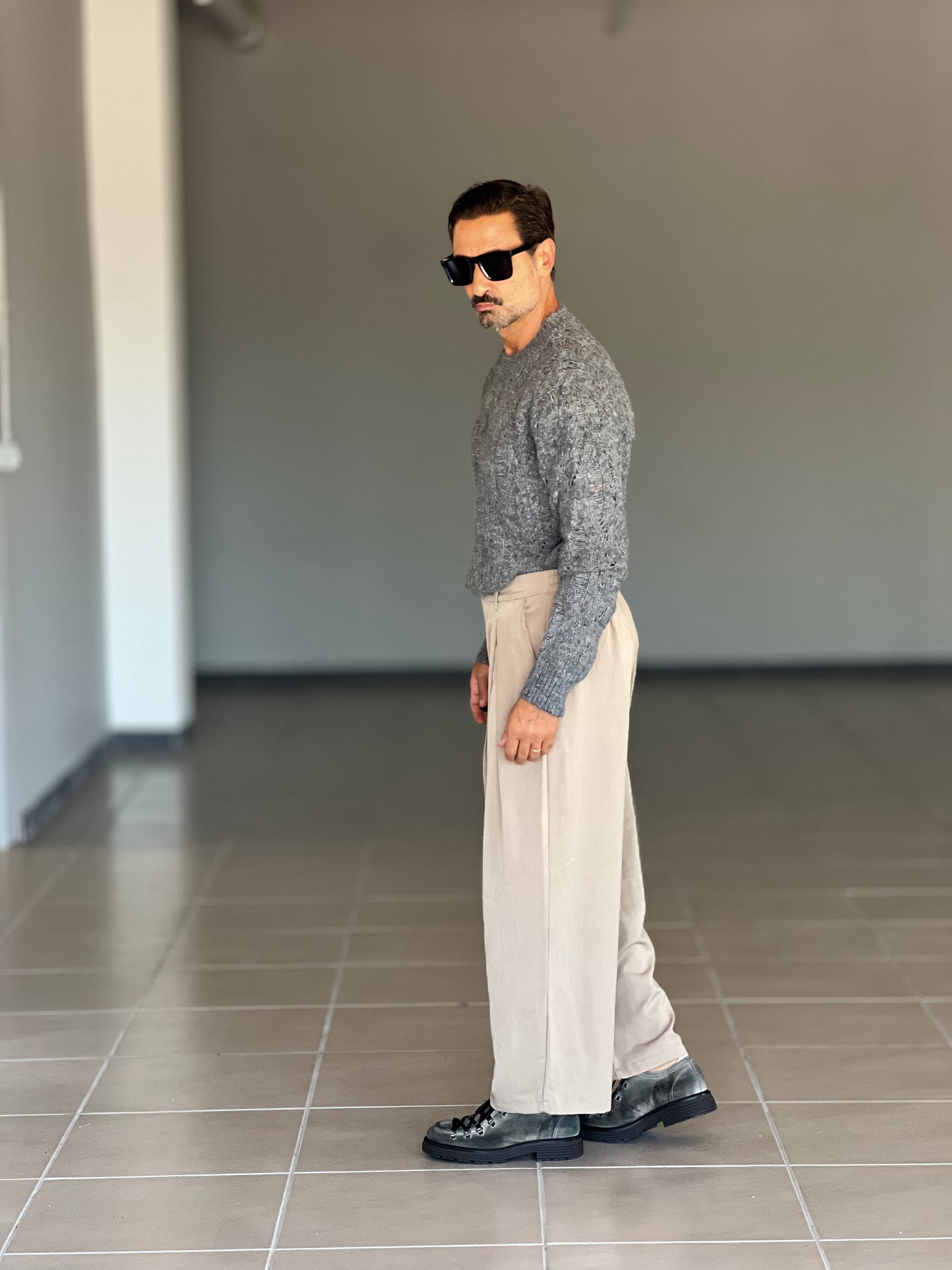 PANTALONE FONDO AMPIO CAMMELLO DOPPIA PINCES