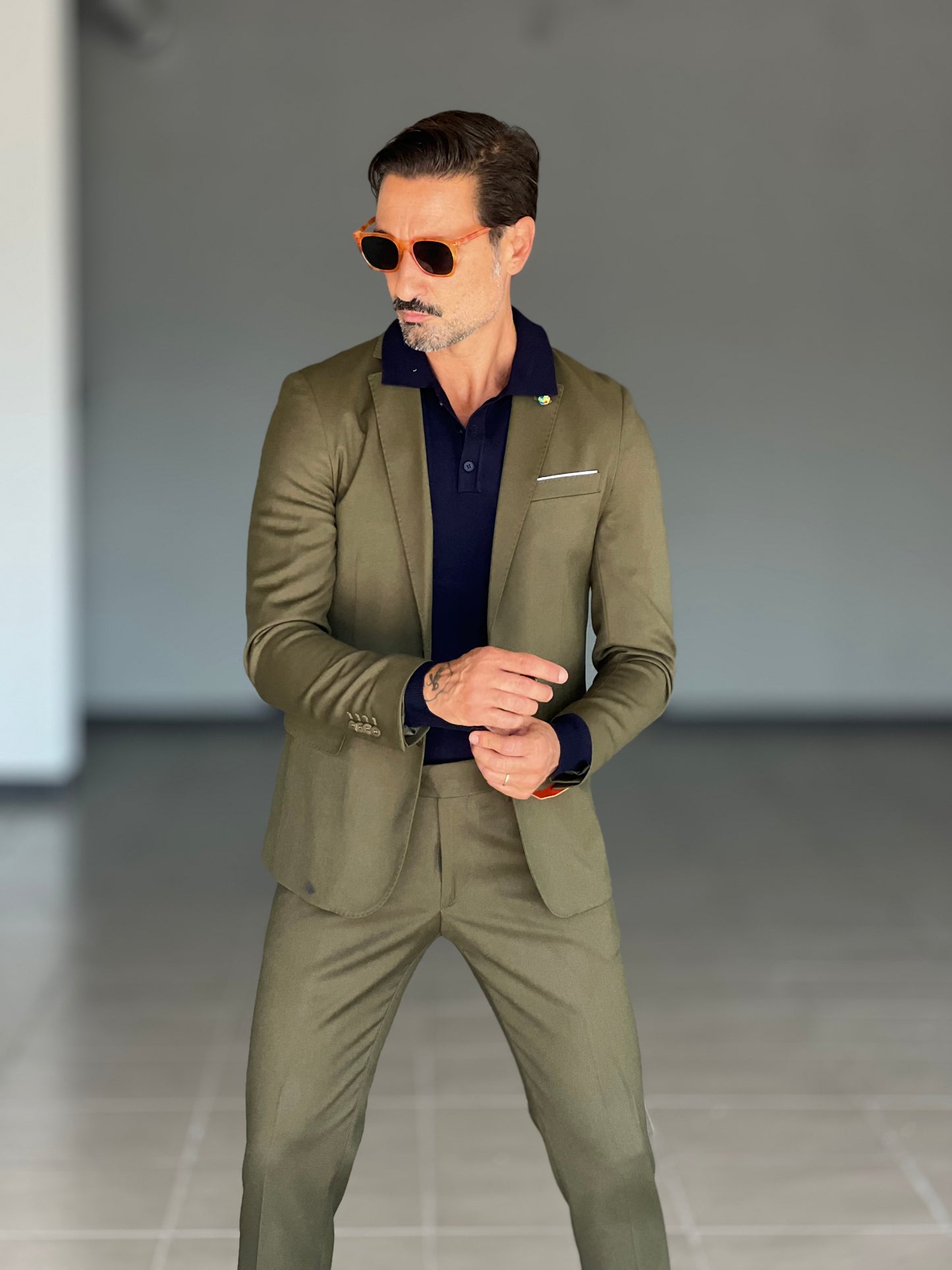 BLUE THREAD COTTON CREW NECK SWEATER