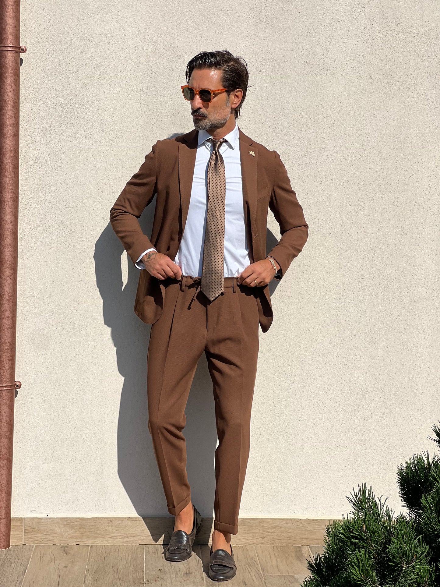 ABITO MORO COTONE OPERATO PANTALONE MOLLA IN VITA