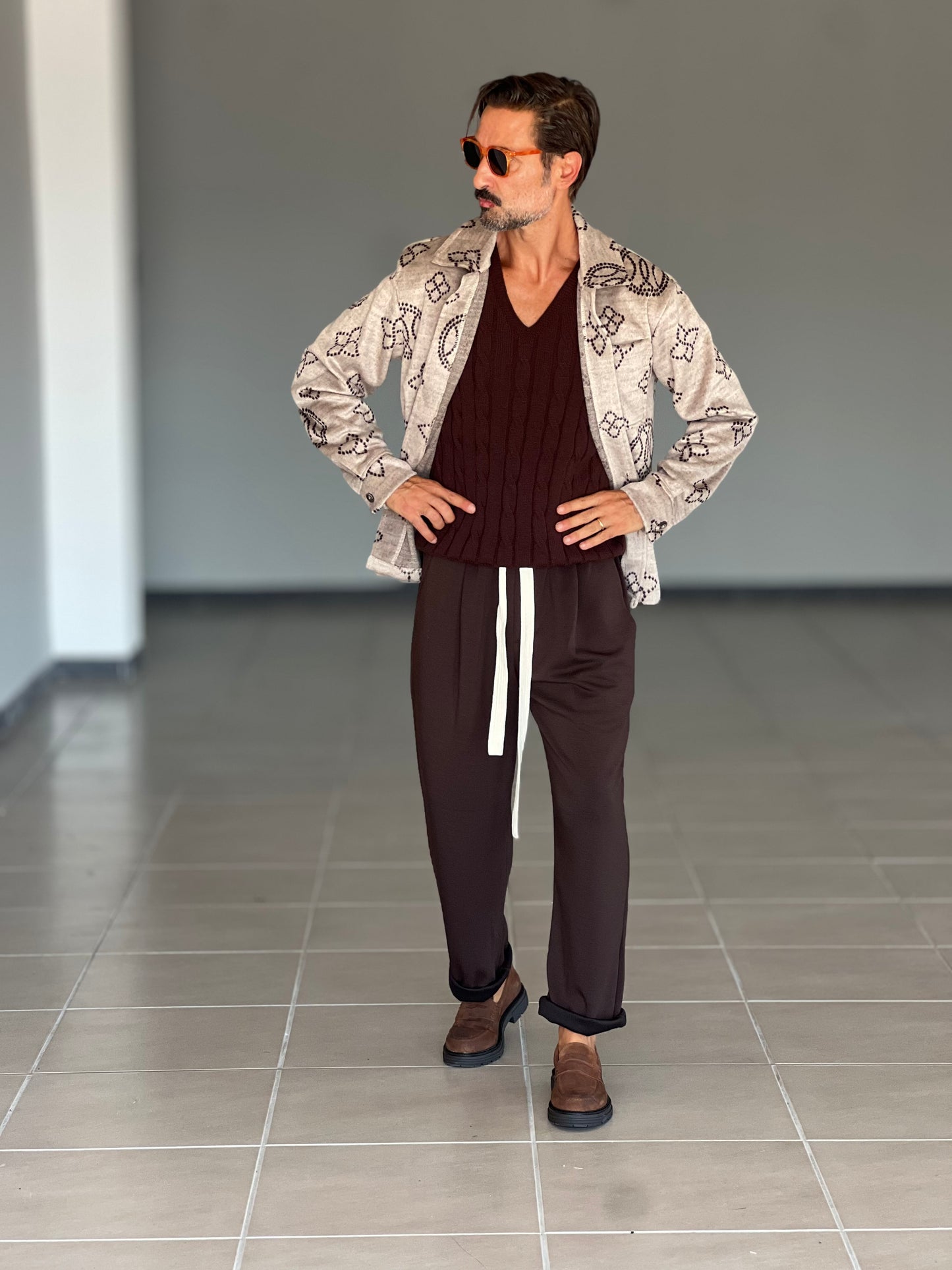 FILL JACKET MAGLIA E TESSUTO BEIGE RICAMO NERO