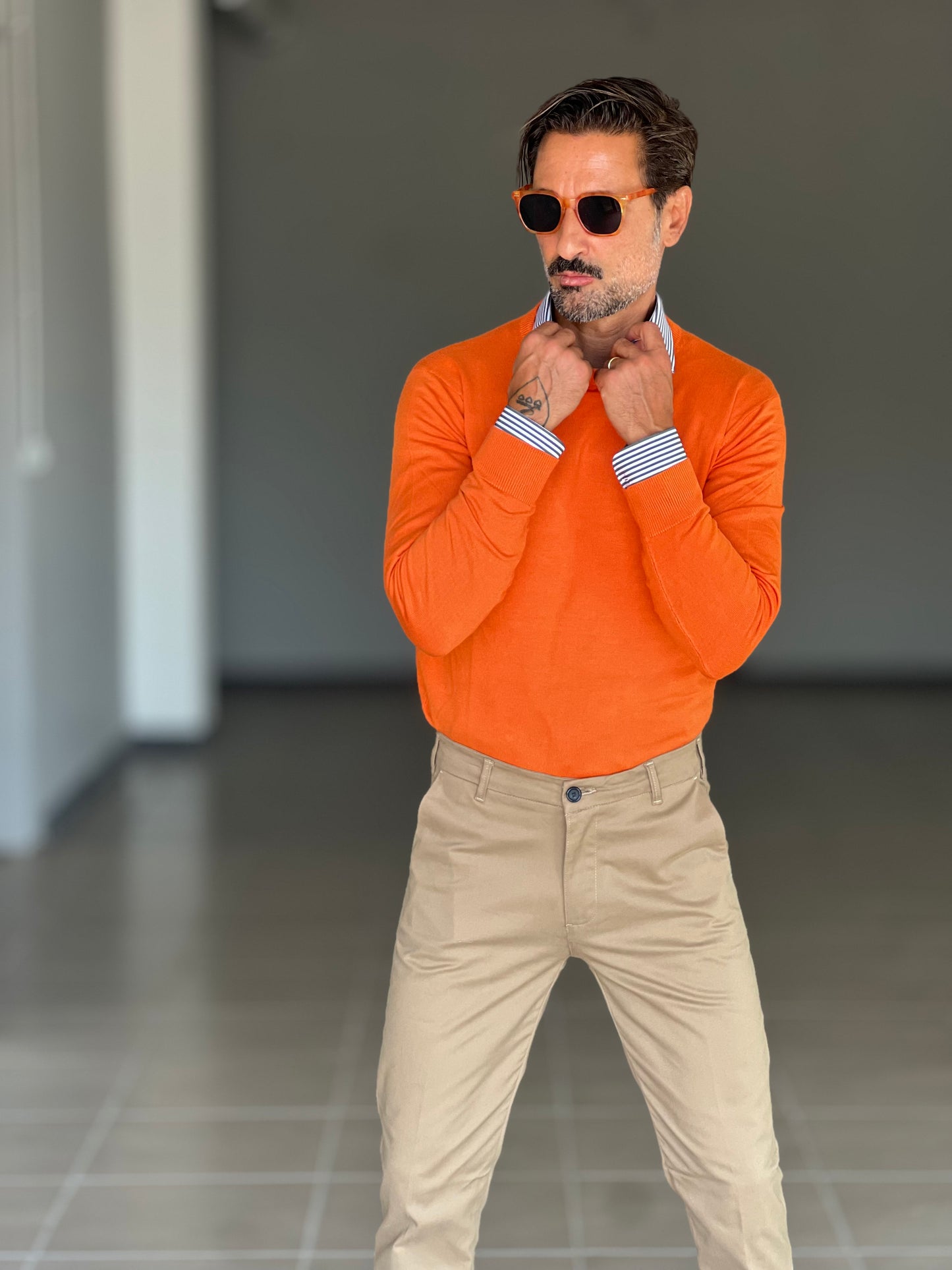 MAGLIA GIRO ARANCIO 2 FILI VISCOSA E MISTI