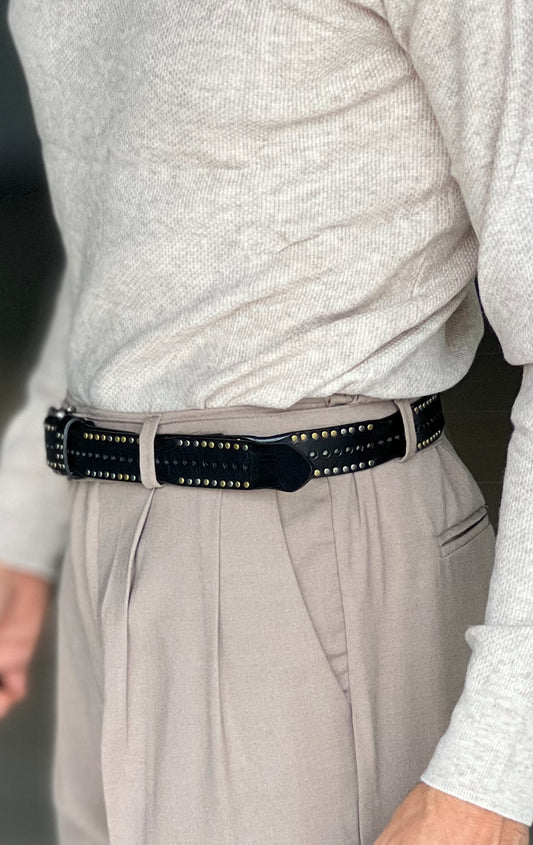 CINTURA PELLE NERA VOMERO BORCHIA