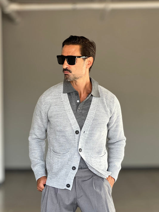 BEIGE COTTON OPEN CARDIGAN