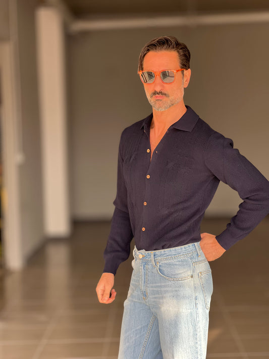 POLO CAMICIA BLU OPERATA