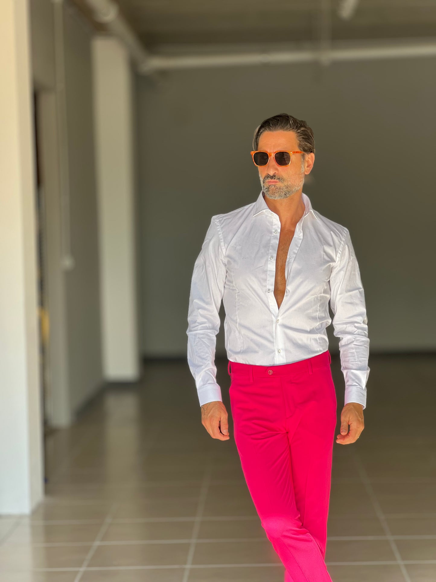 CAMICIA BIANCA COTONE COLLO ITALIANO STRECH