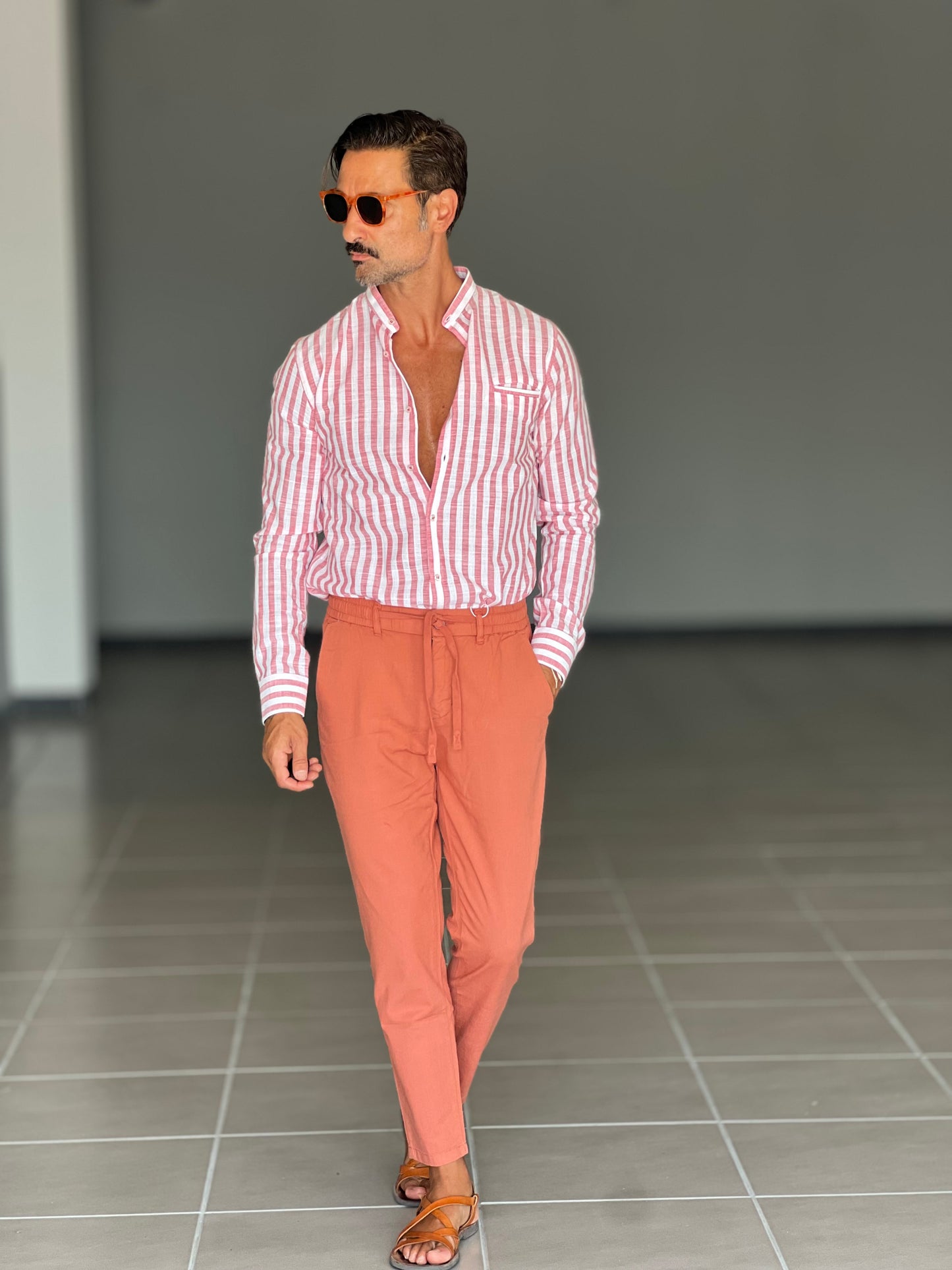 PANTALONE ESTIVO CORALLO EFFETTO LINO GARZATO