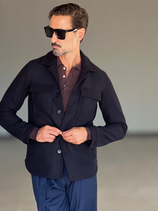FILL JACKET PANNO BLU