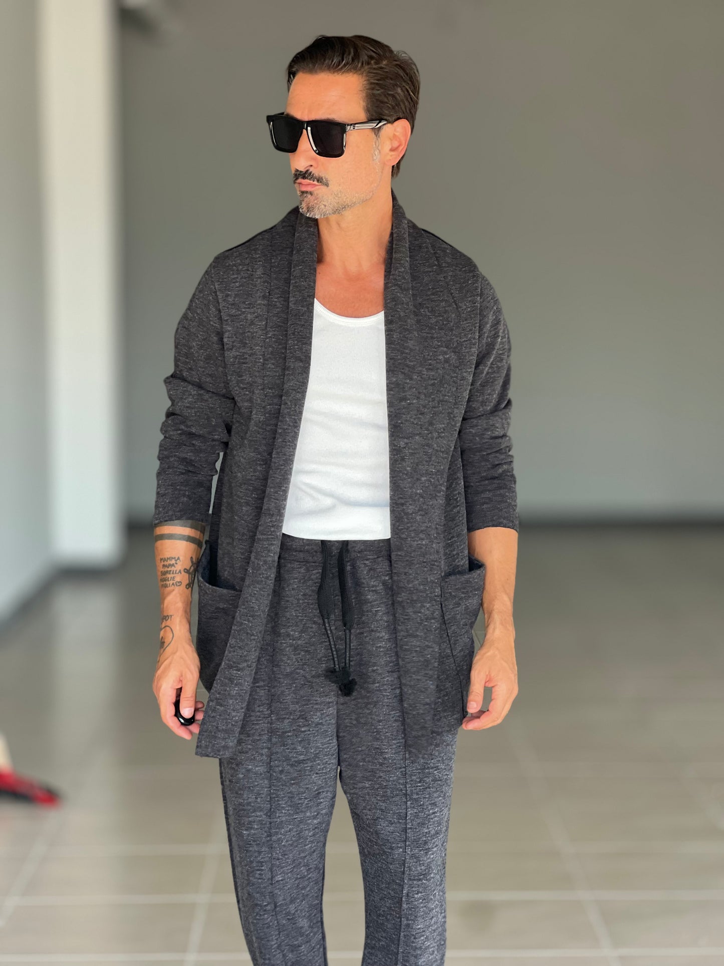 CARDIGAN GRIGIO MAXI SCIALLATO XAGON