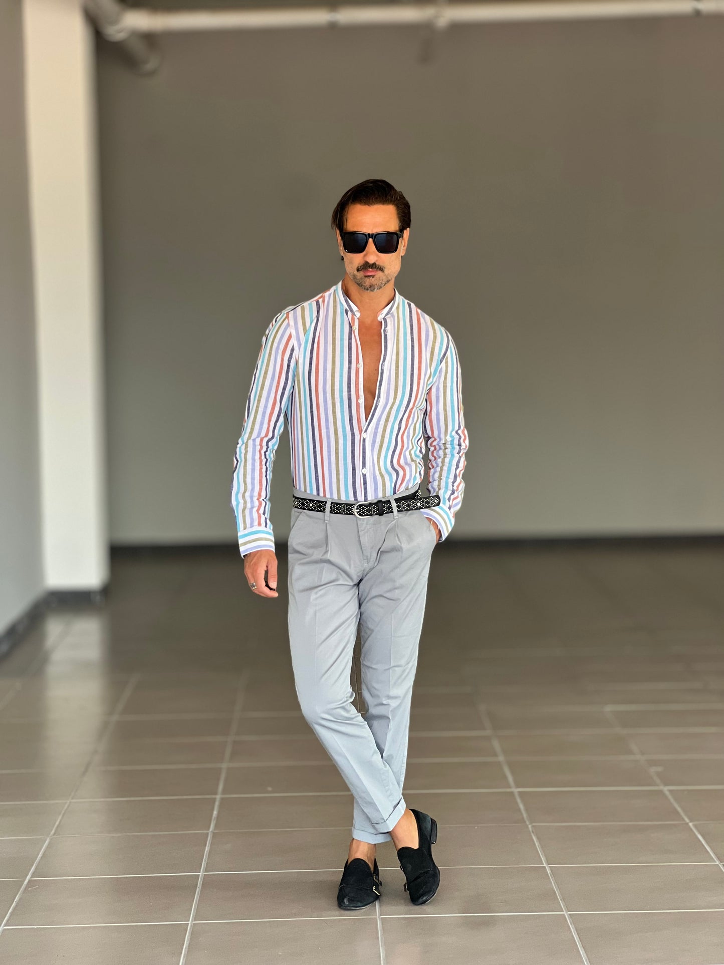 PANTALONE COTONE GRIGIO RASATO TASCA AMERICA